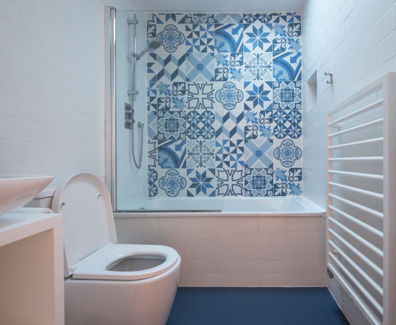 Bathroom with Geometric Tile Accents